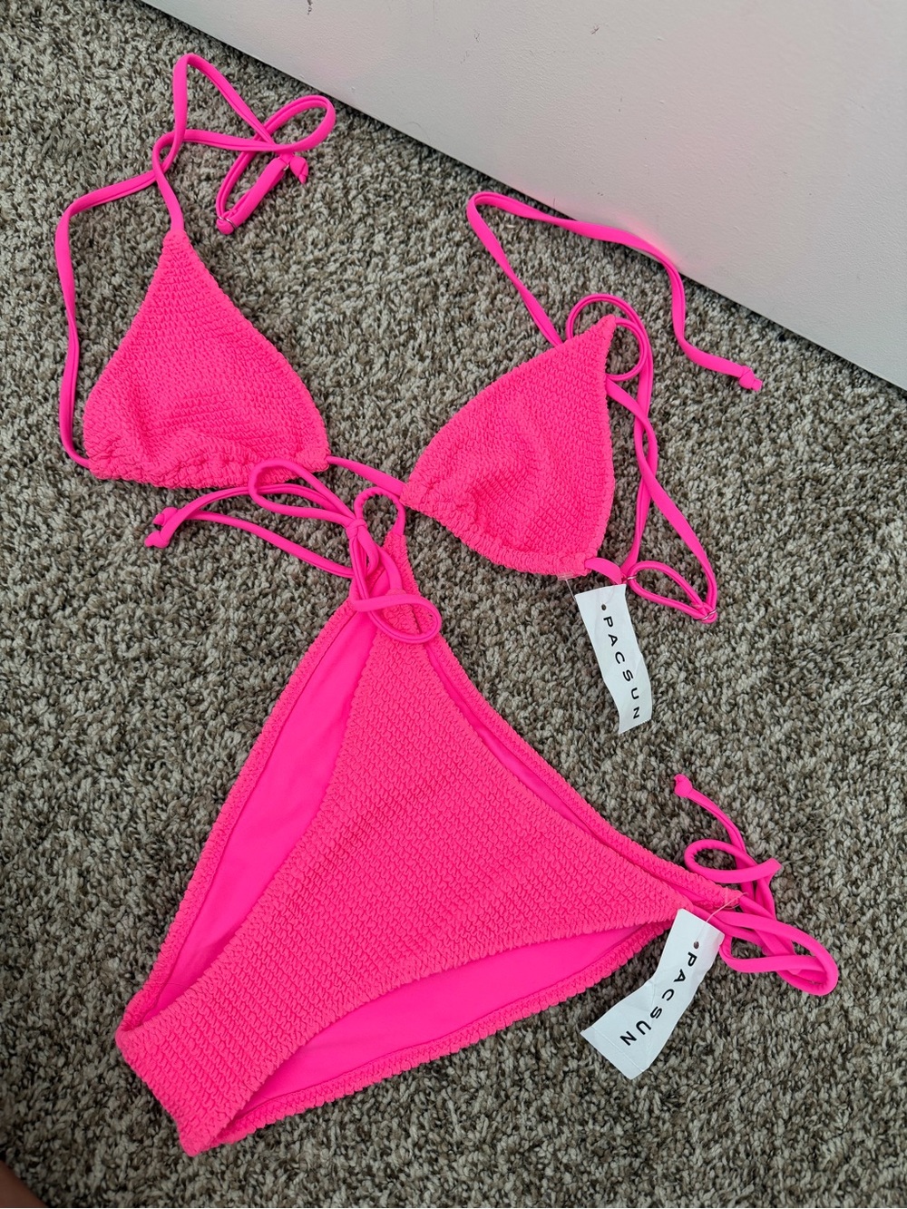 NWT LA Hearts Pink Textured Triangle Bikini